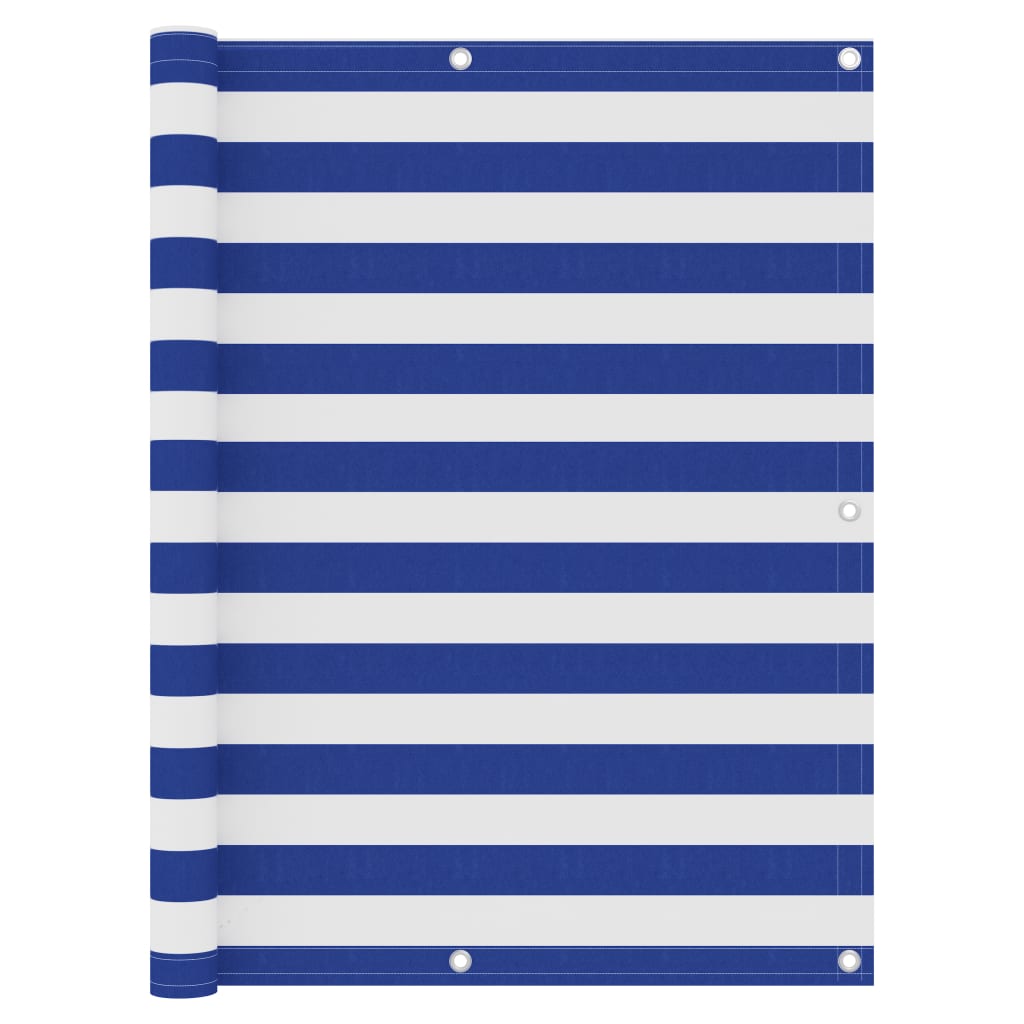 Écran de balcon Blanc et bleu 120x300 cm Tissu Oxford