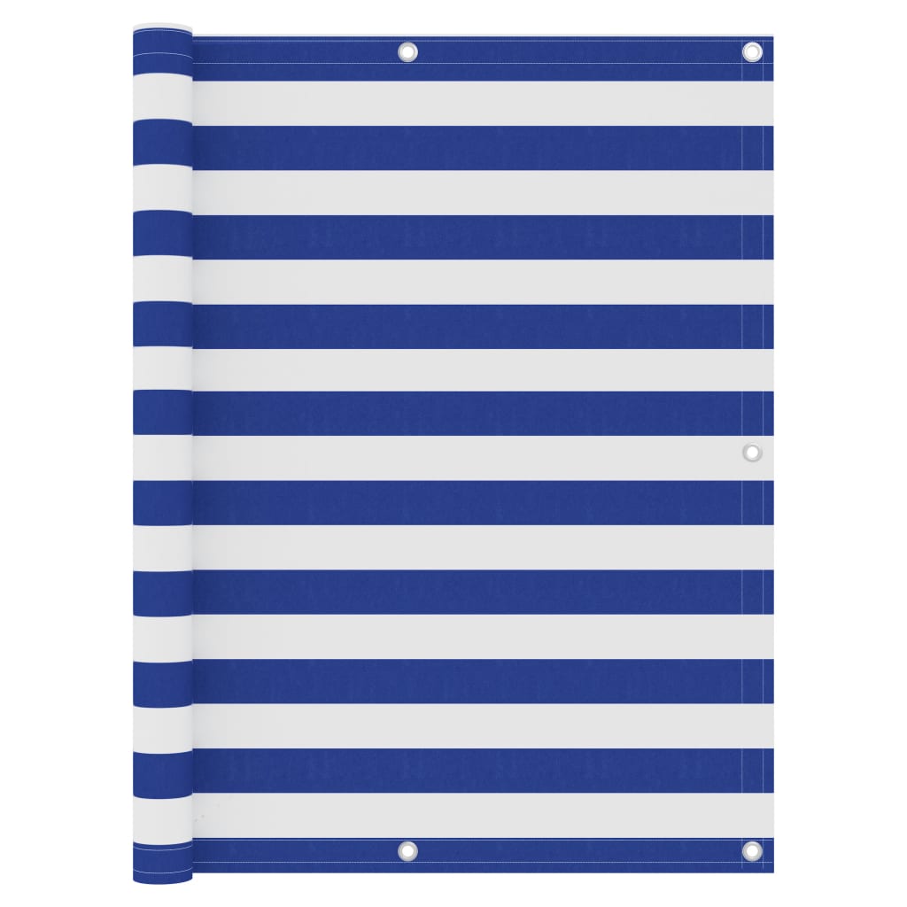 Écran de balcon Blanc et bleu 120x400 cm Tissu Oxford