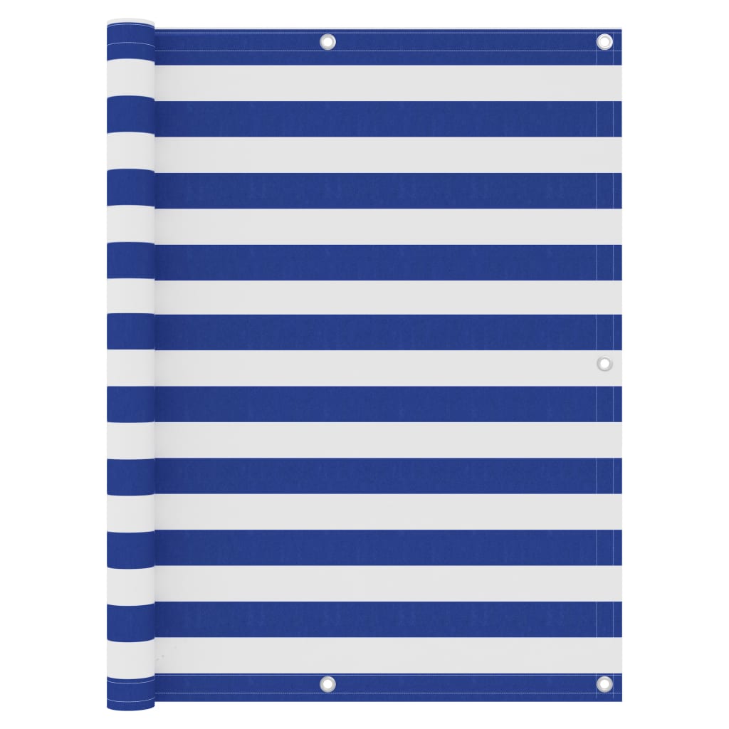 Écran de balcon Blanc et bleu 120x600 cm Tissu Oxford
