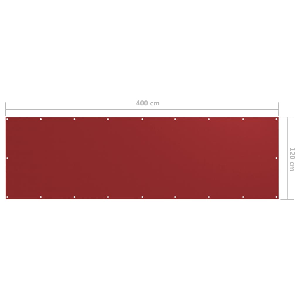 Écran de balcon Rouge 120x400 cm Tissu Oxford
