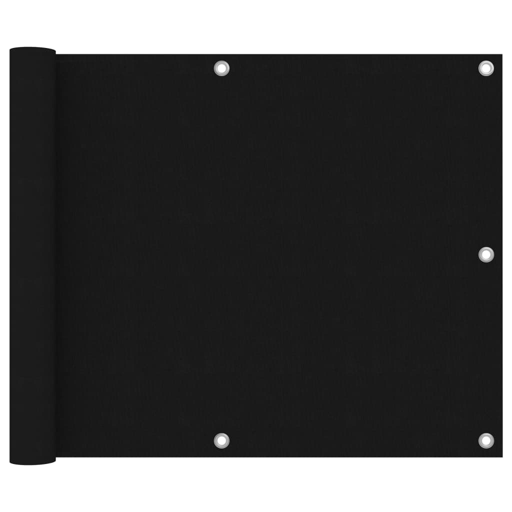 Écran de balcon Noir 75x500 cm Tissu Oxford