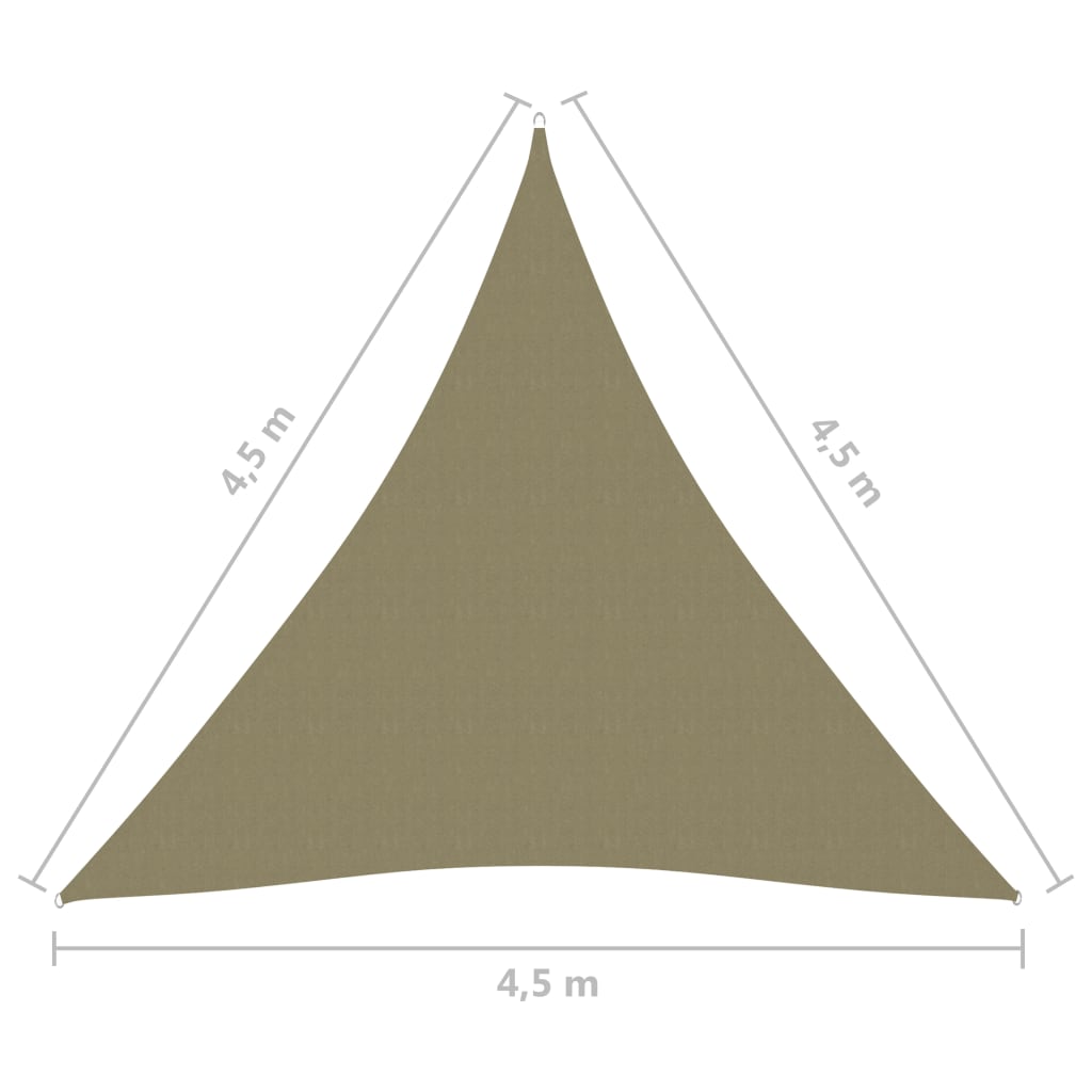 Voile de parasol Tissu Oxford triangulaire 4,5x4,5x4,5 m Beige