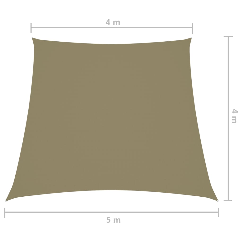 Voile de parasol Tissu Oxford trapèze 4/5x4 m Beige