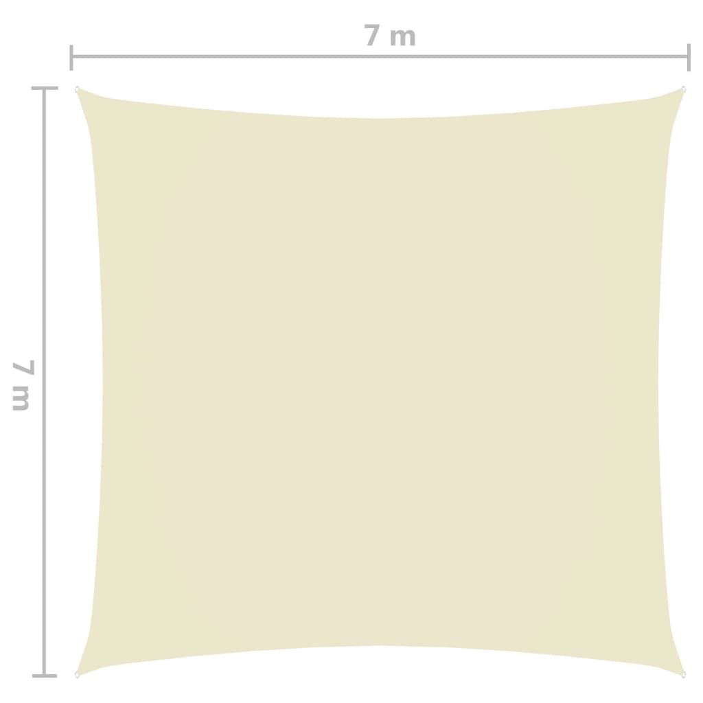 Voile de parasol Tissu Oxford carré 7x7 m Crème