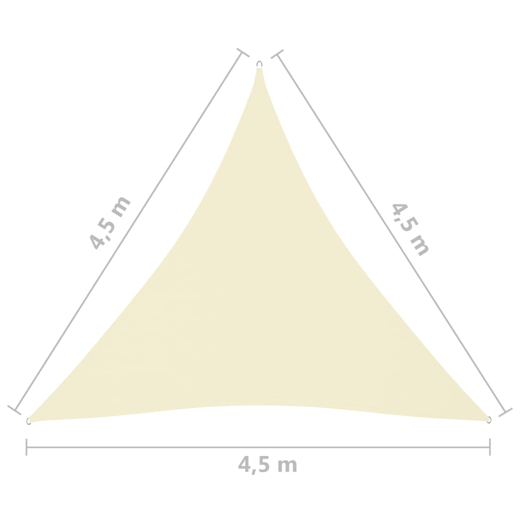 Voile de parasol Tissu Oxford triangulaire 4,5x4,5x4,5 m Crème