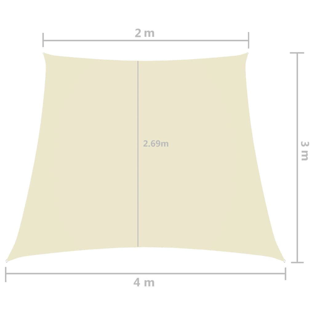 Voile de parasol Tissu Oxford trapèze 3/4x2 m Crème