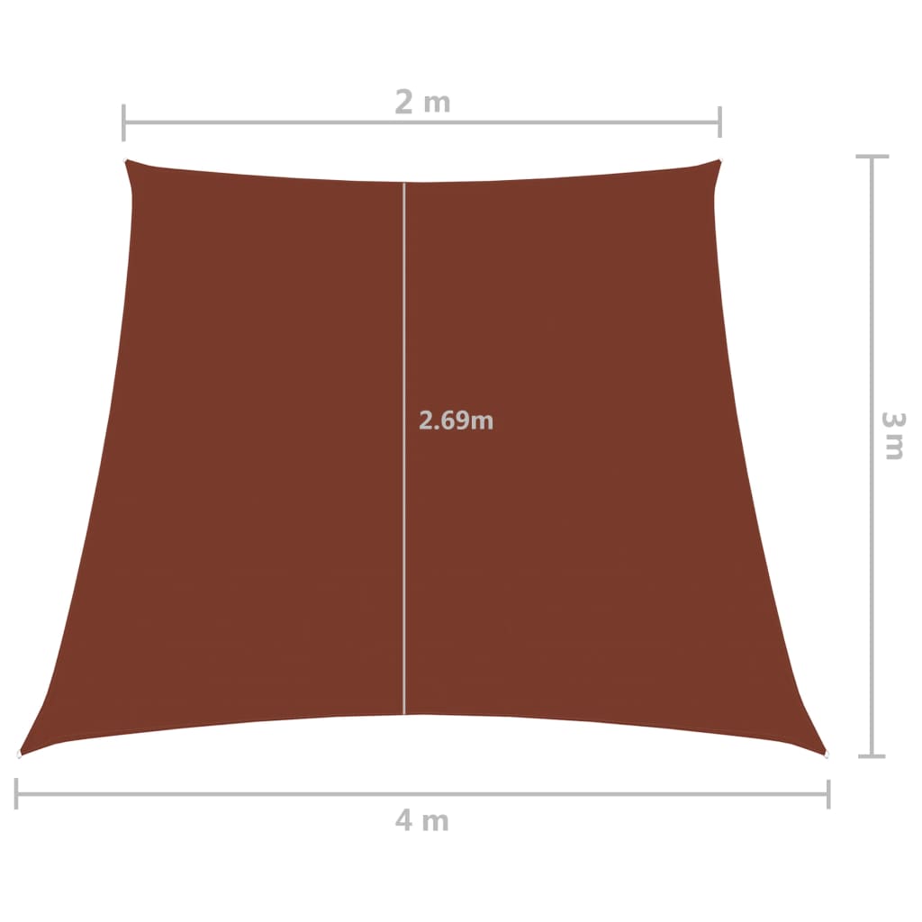 Voile de parasol Tissu Oxford trapèze 3/4x2 m Terre cuite