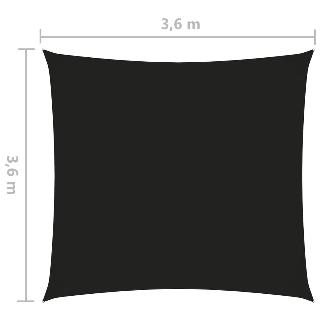 Voile de parasol Tissu Oxford carré 3,6x3,6 m Noir