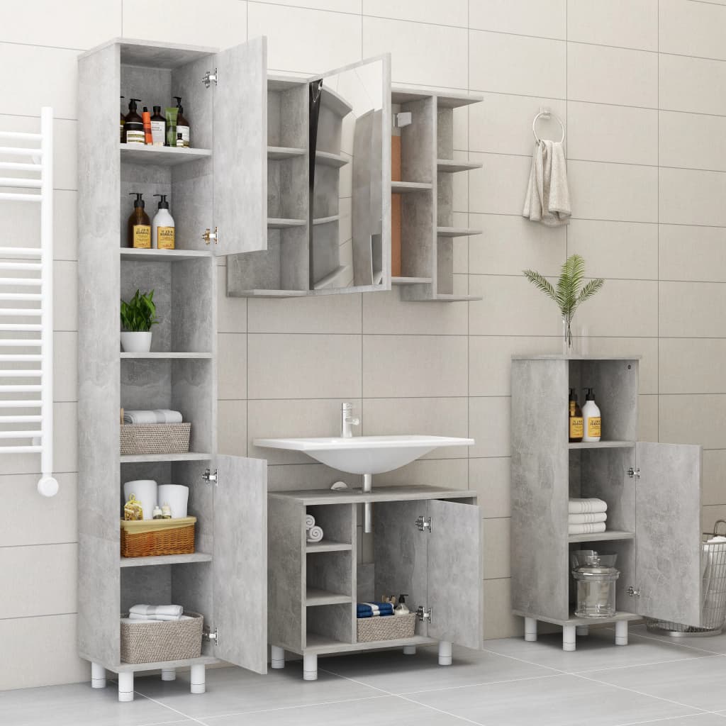 Armoire de salle de bain Gris béton 30x30x95 cm Aggloméré