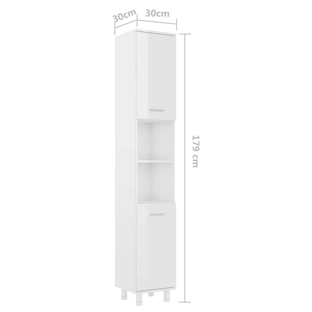 Armoire de salle de bain Blanc brillant 30x30x179 cm Aggloméré