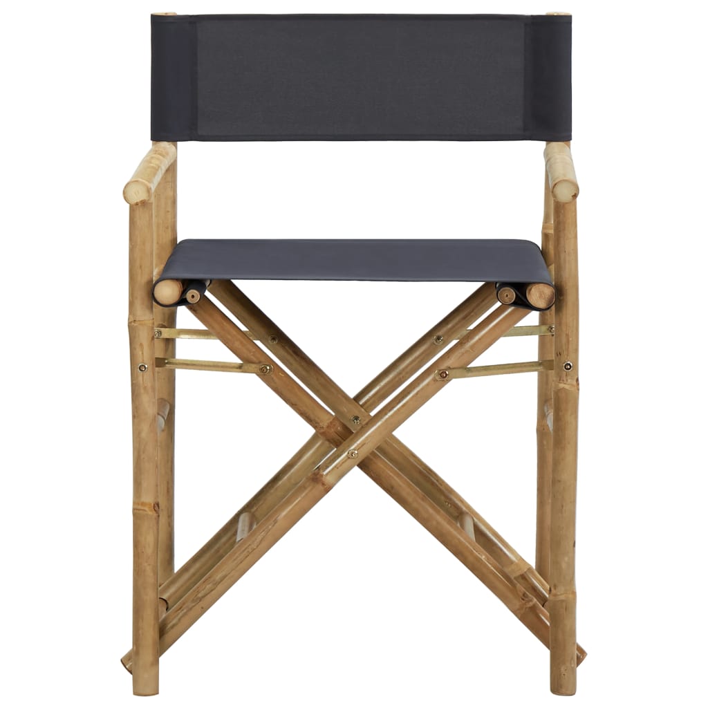 Chaises pliables de directeur 2 pcs Gris foncé Bambou et tissu