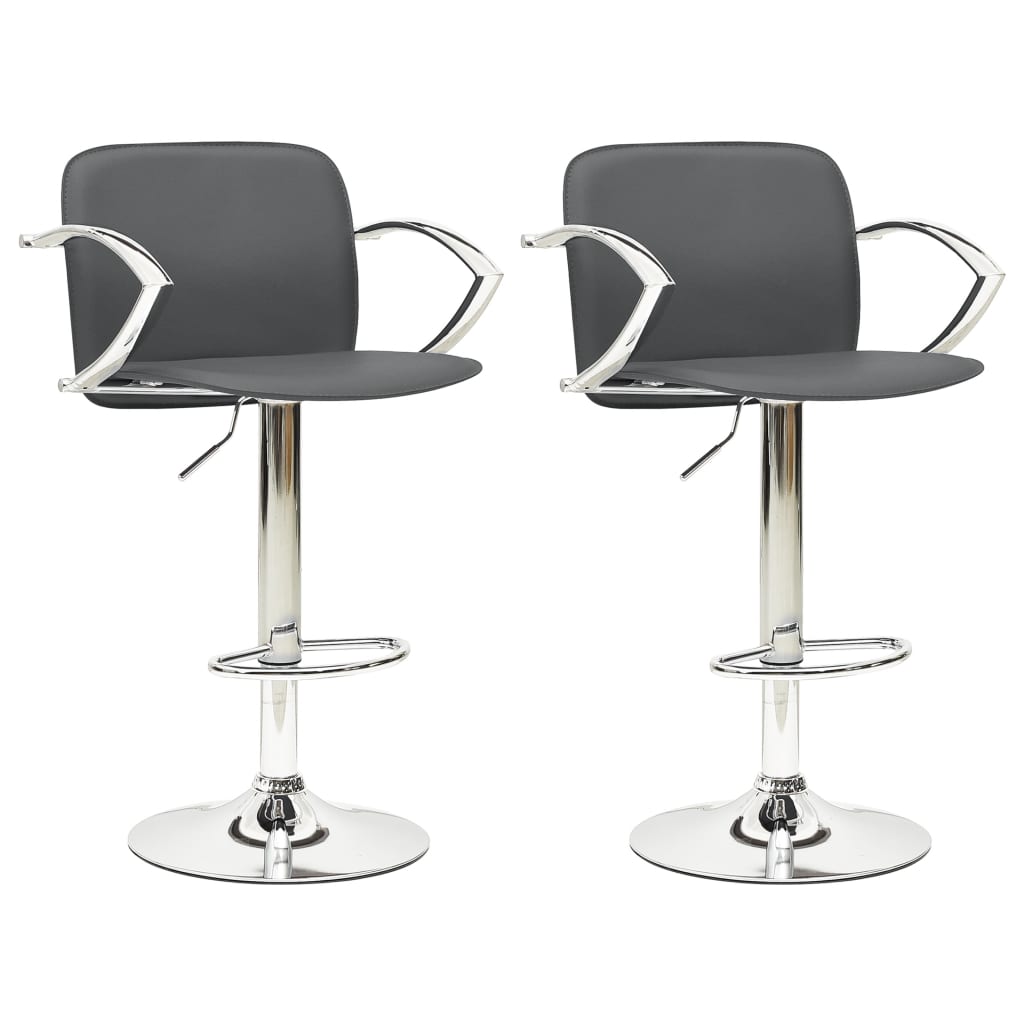 Tabourets de bar 2 pcs Gris Cuir artificiel