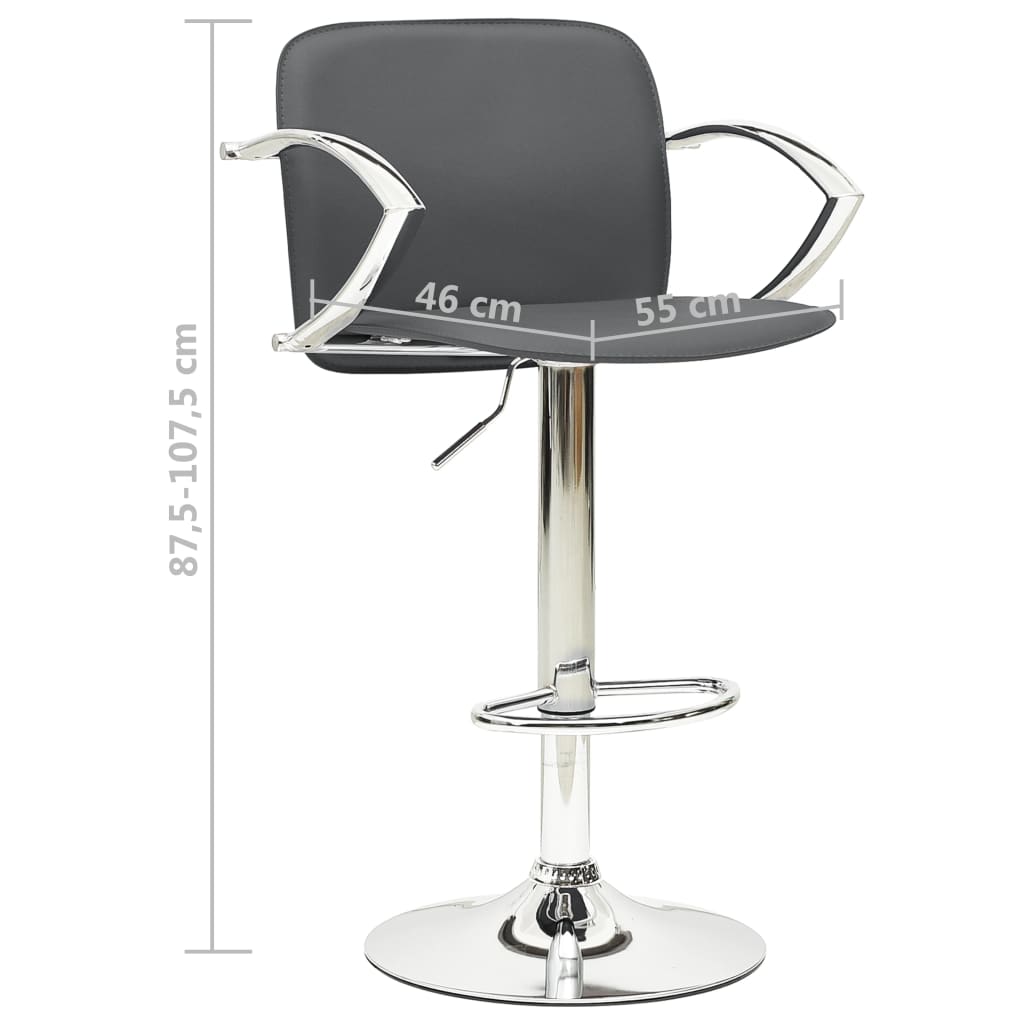 Tabourets de bar 2 pcs Gris Cuir artificiel