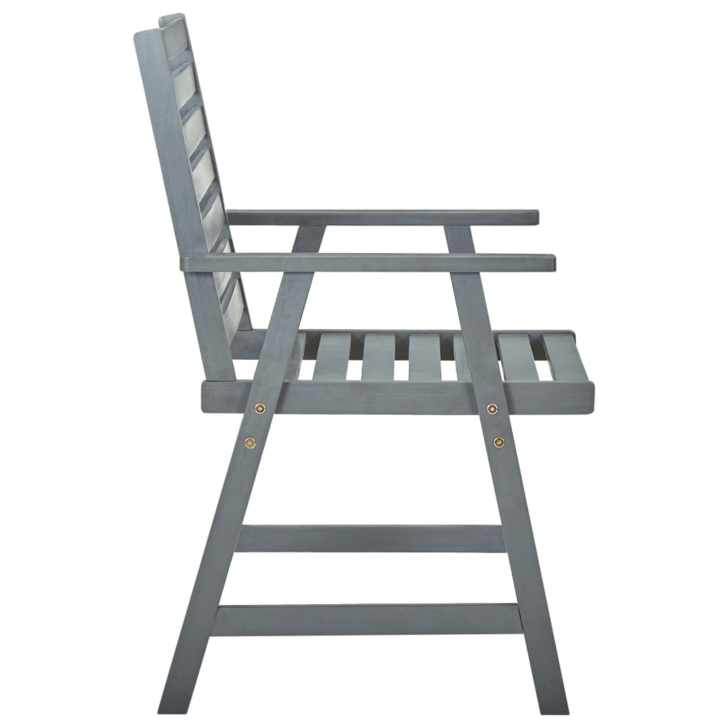 Chaises de salle à manger d'extérieur 2 pcs Gris Bois d'acacia