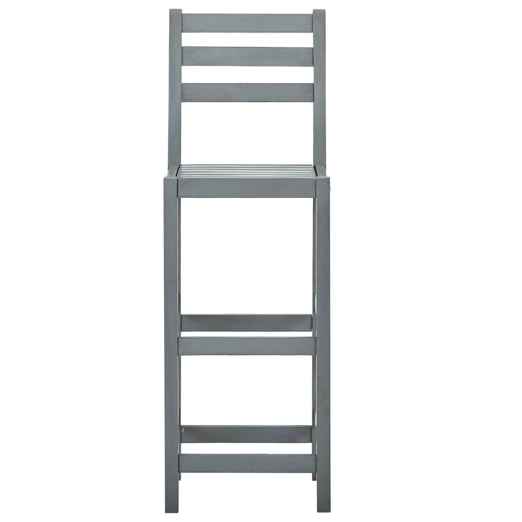 Tabourets de bar 2 pcs Gris Bois d'acacia massif