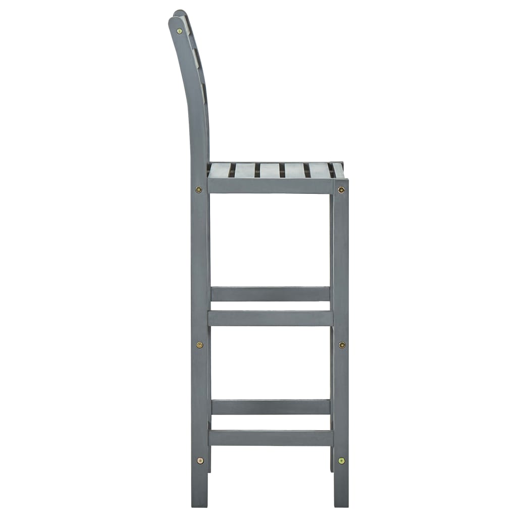 Tabourets de bar 2 pcs Gris Bois d'acacia massif