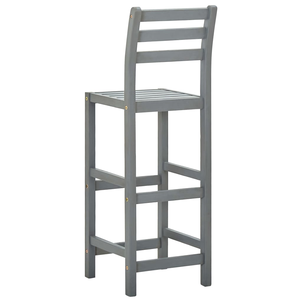 Tabourets de bar 2 pcs Gris Bois d'acacia massif