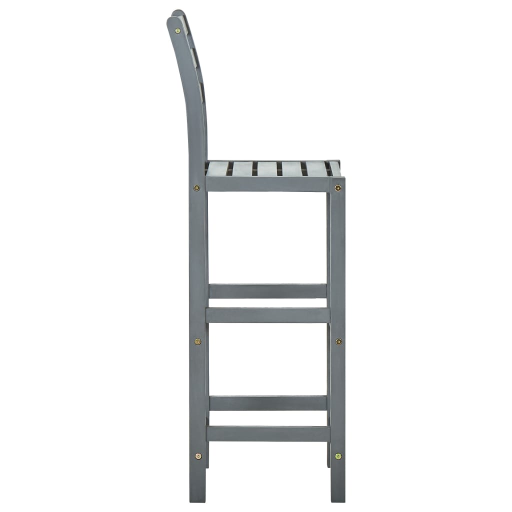 Tabourets de bar 4 pcs Gris Bois d'acacia massif