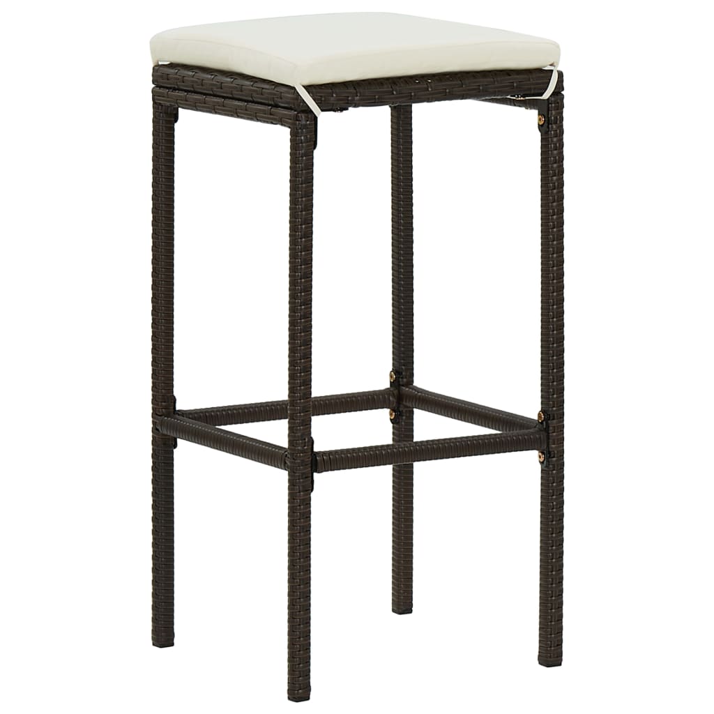 Tabourets de bar avec coussins 2 pcs Marron Résine tressée