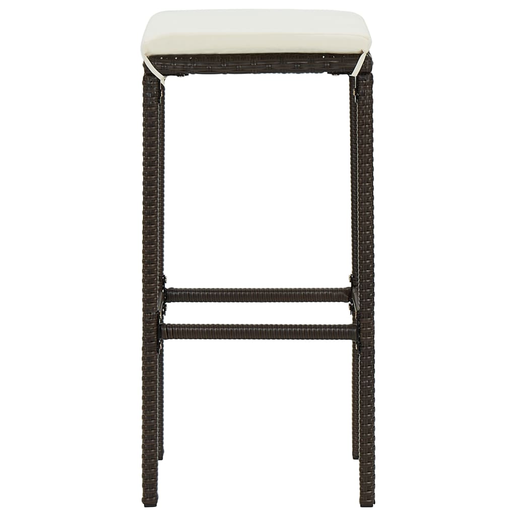Tabourets de bar avec coussins 2 pcs Marron Résine tressée