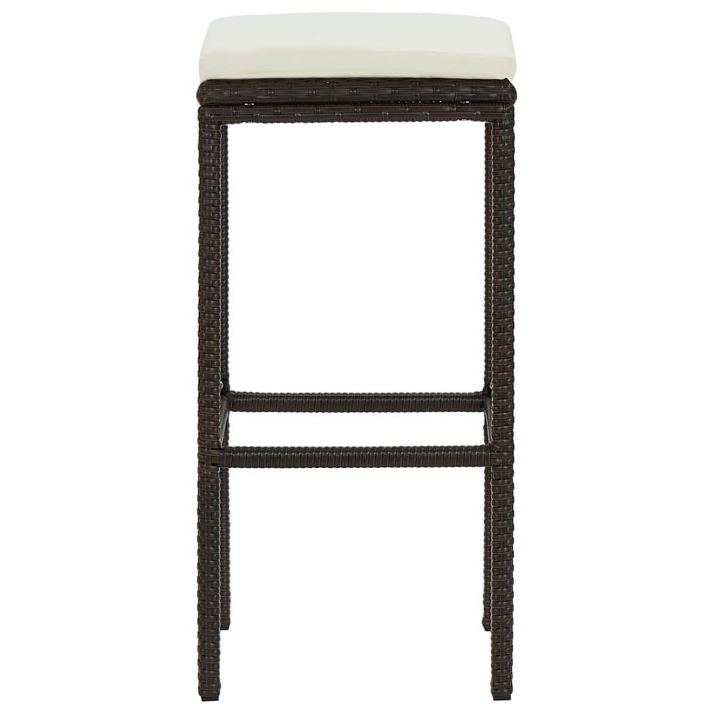 Tabourets de bar avec coussins 2 pcs Marron Résine tressée