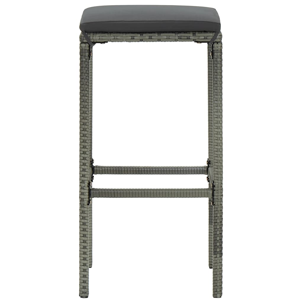 Tabourets de bar avec coussins 2 pcs Gris Résine tressée