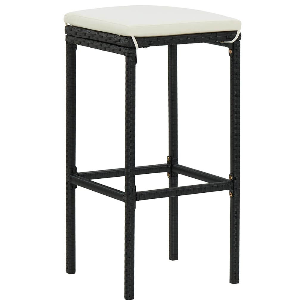 Tabourets de bar avec coussins 6 pcs Noir Résine tressée