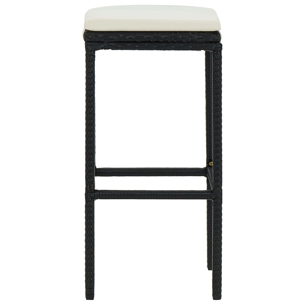 Tabourets de bar avec coussins 6 pcs Noir Résine tressée