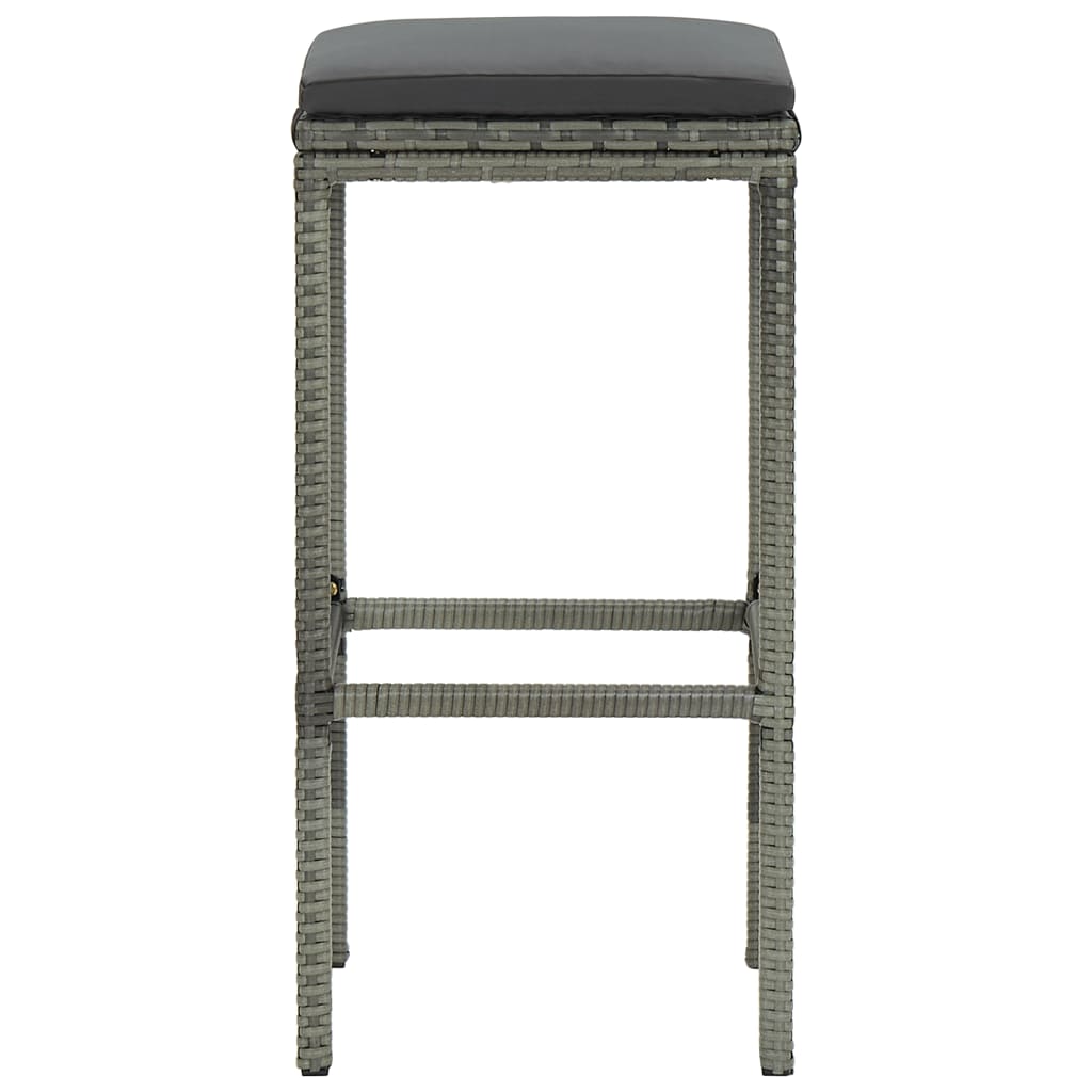 Tabourets de bar avec coussins 6 pcs Gris Résine tressée