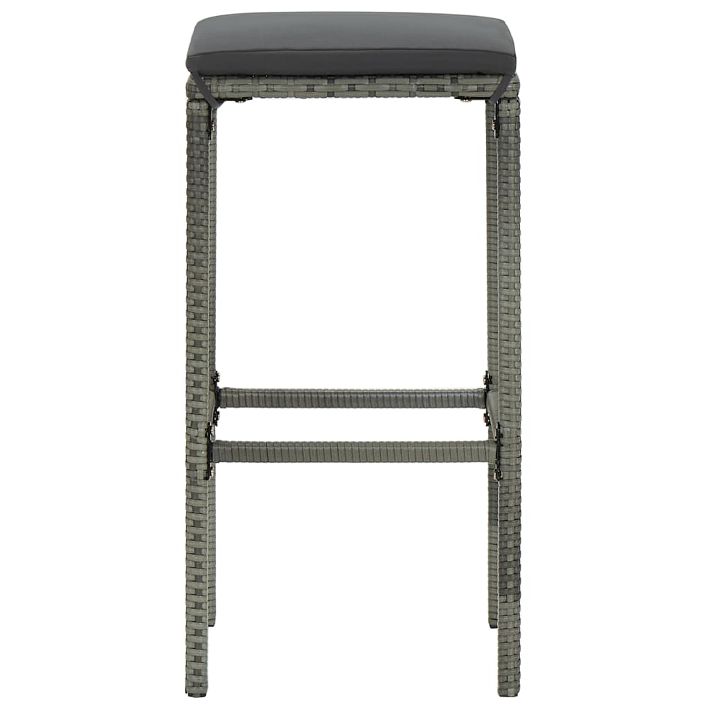 Tabourets de bar avec coussins 6 pcs Gris Résine tressée