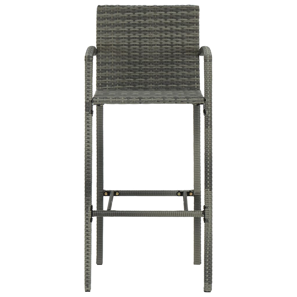 Tabourets de bar 4 pcs Gris Résine tressée
