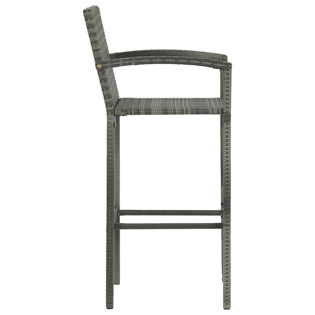 Tabourets de bar 4 pcs Gris Résine tressée
