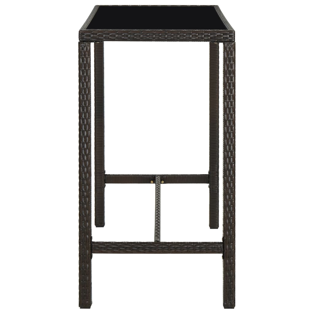 Table de bar de jardin Marron 130x60x110cm Résine tressée verre
