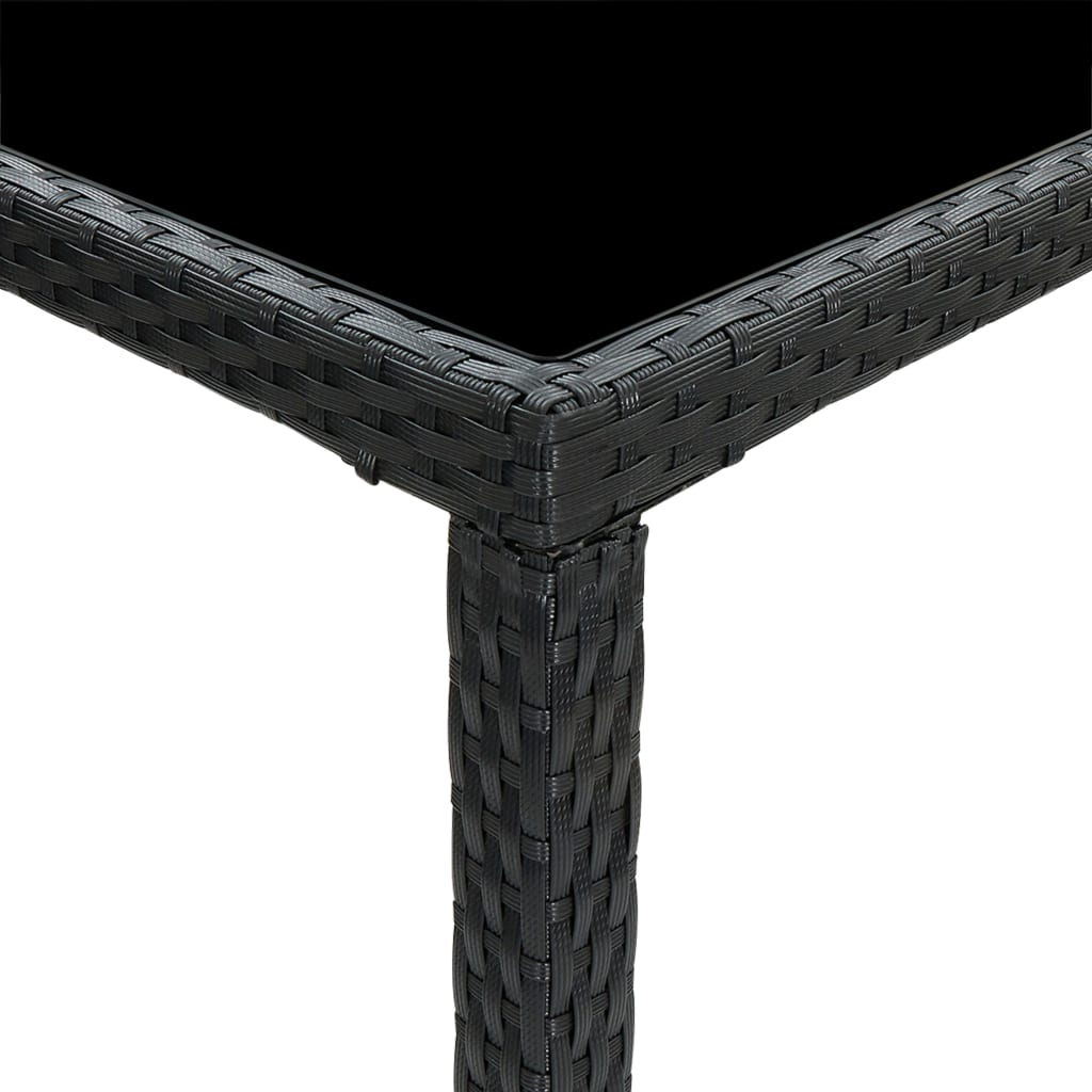 Table bar de jardin Noir 130x60x110 cm Résine tressée et verre