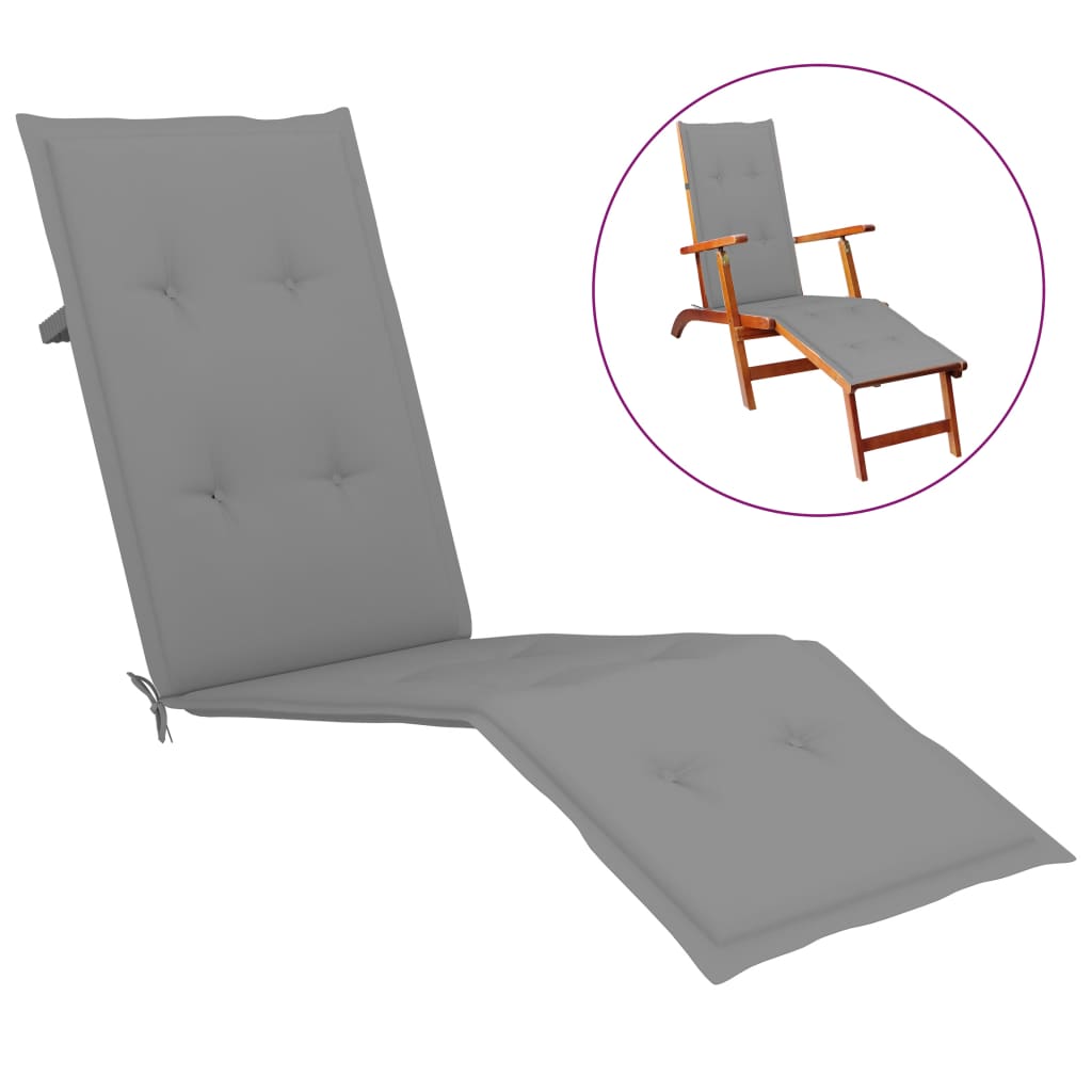 Coussin de chaise de terrasse Gris (75+105)x50x3 cm