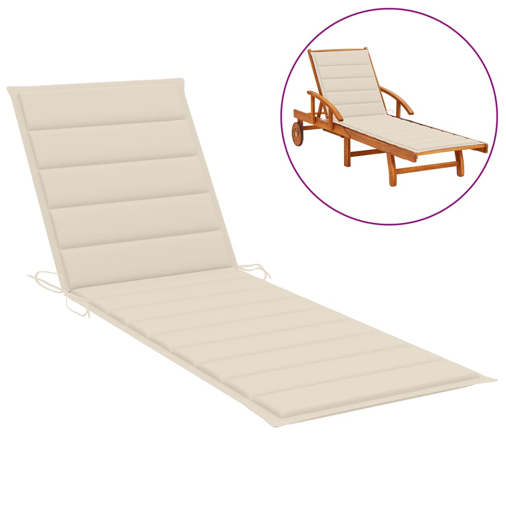 Coussin de chaise longue Crème 200x70x3 cm Tissu