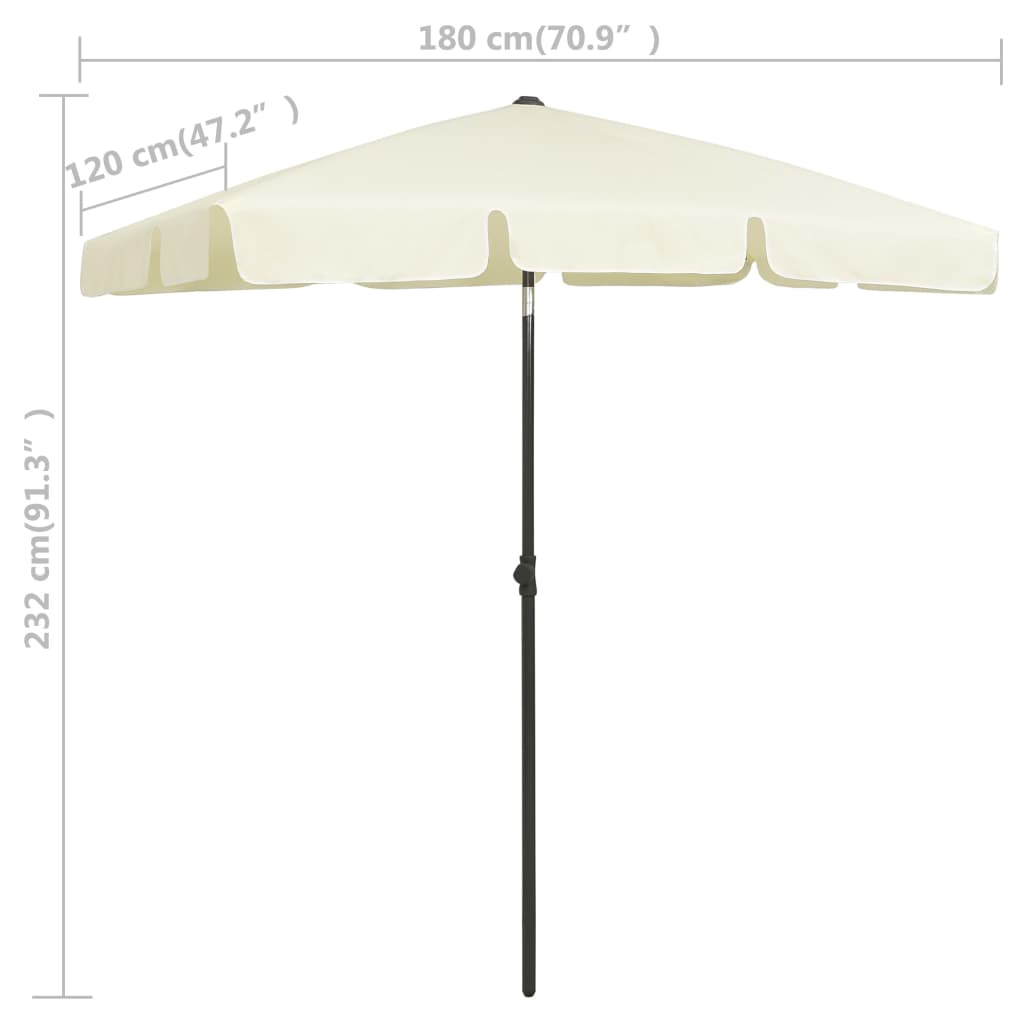 Parasol de plage Jaune sable 180x120 cm