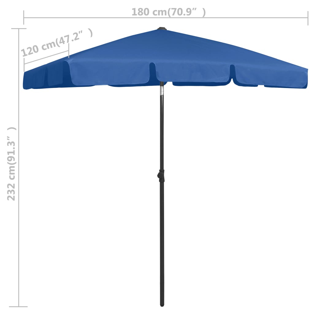 Parasol de plage Bleu azuré 180x120 cm