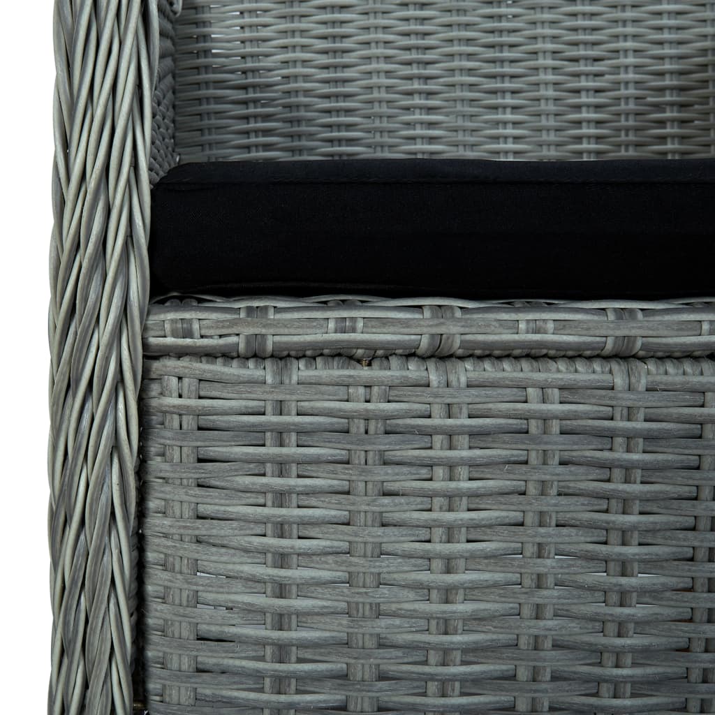 Chaises de jardin avec coussins 2 pcs Résine tressée Gris clair