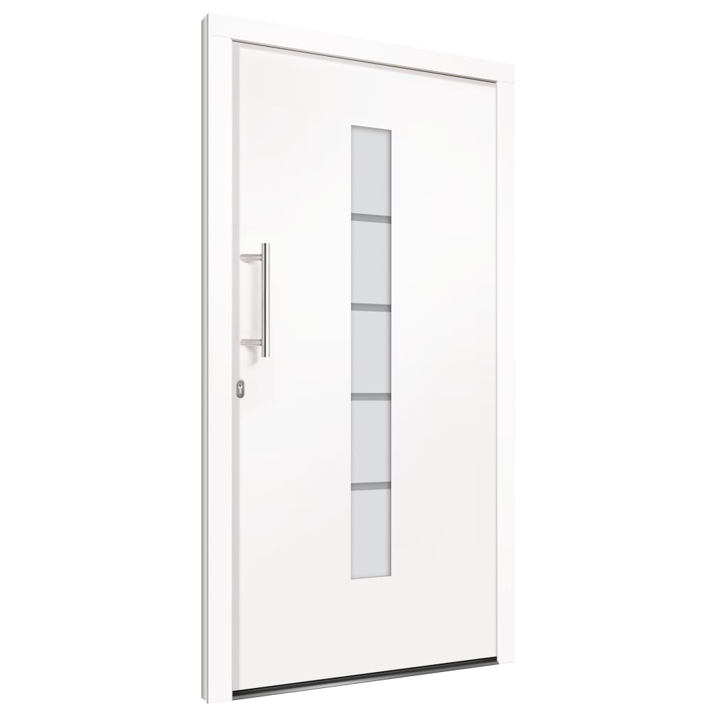 Porte d'entrée Aluminium et PVC Blanc 110x210 cm