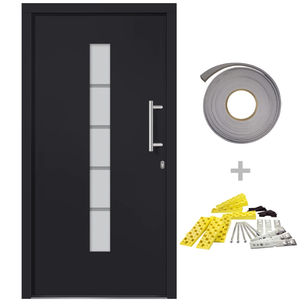 Porte d'entrée Aluminium et PVC Anthracite 100x210 cm