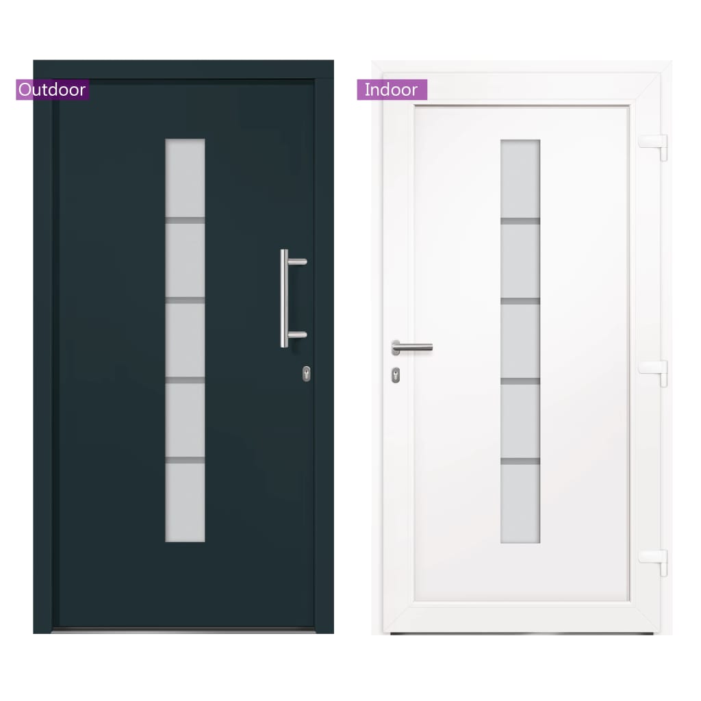 Porte d'entrée Aluminium et PVC Anthracite 100x210 cm