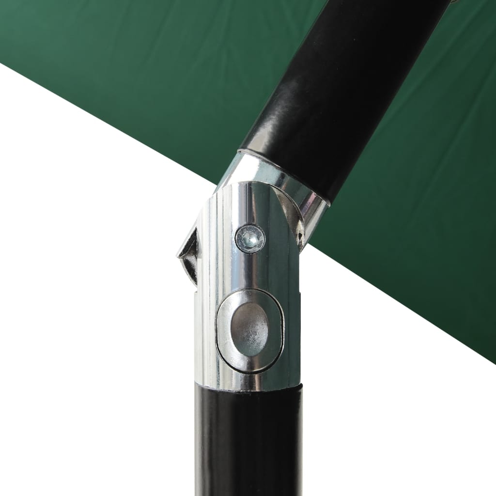 Parasol avec LED et mât en acier Vert 2x3 m