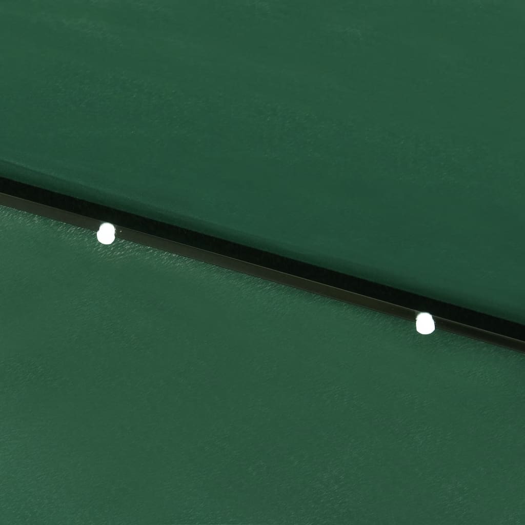 Parasol avec LED et mât en acier Vert 2x3 m