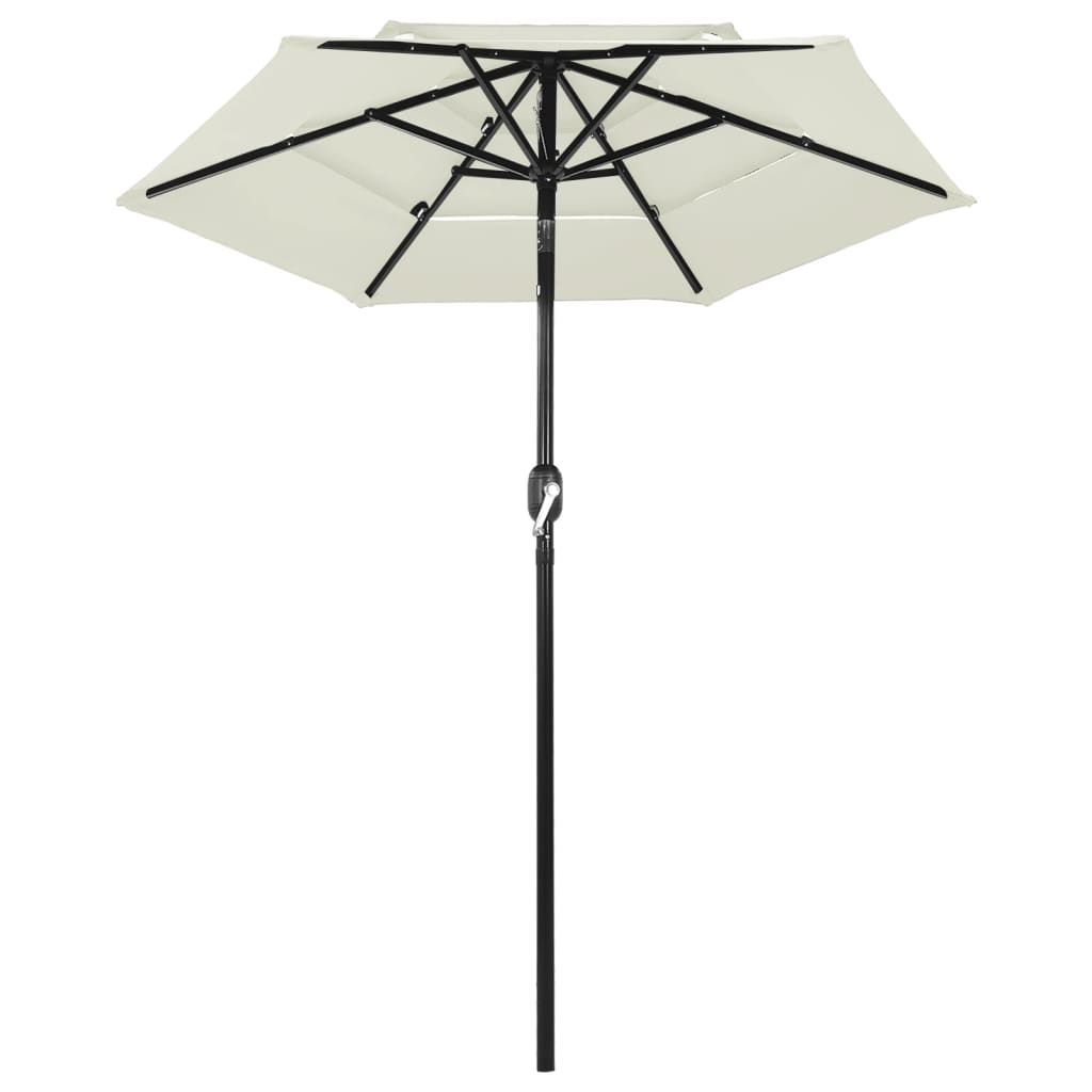 Parasol à 3 niveaux avec mât en aluminium Sable 2 m