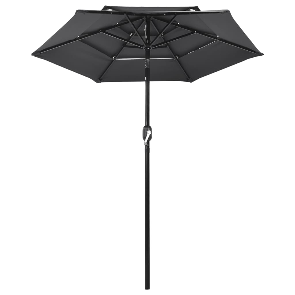 Parasol à 3 niveaux avec mât en aluminium Anthracite 2 m