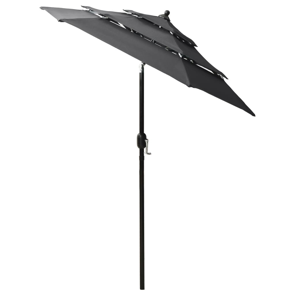 Parasol à 3 niveaux avec mât en aluminium Anthracite 2 m