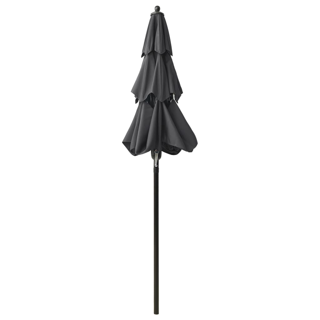 Parasol à 3 niveaux avec mât en aluminium Anthracite 2 m