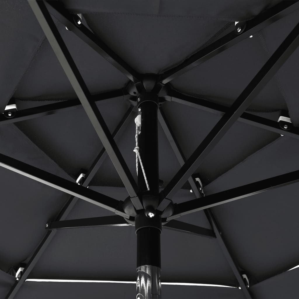 Parasol à 3 niveaux avec mât en aluminium Anthracite 2 m