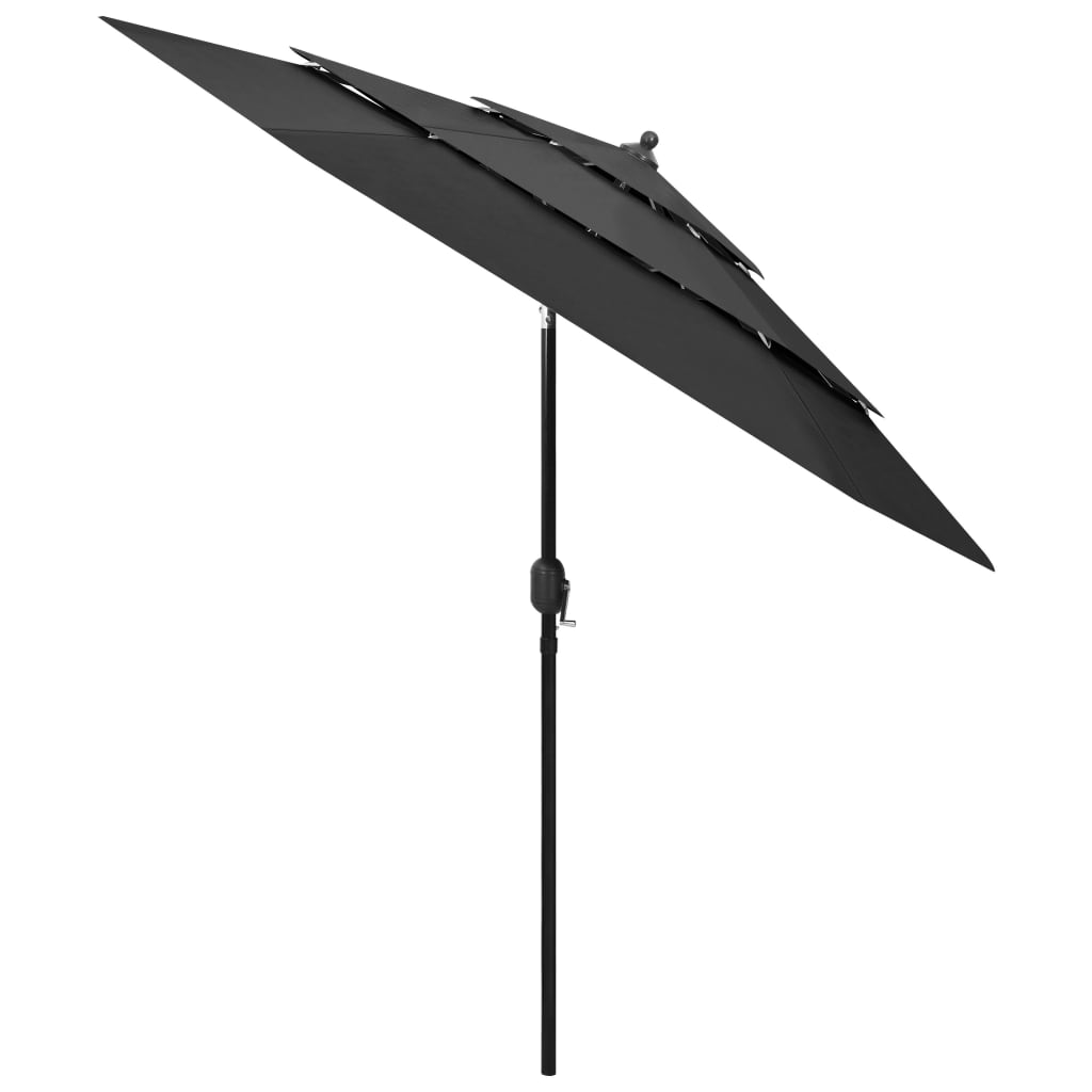 Parasol à 3 niveaux avec mât en aluminium Anthracite 2,5 m